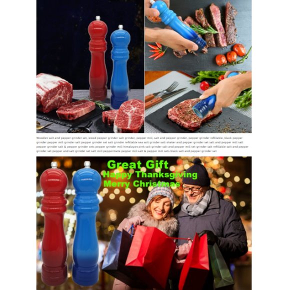 Set of 2 - 8" Wooden Salt & Pepper Grinder - Salt & Pepper Mill Set - Picture 10 of 10